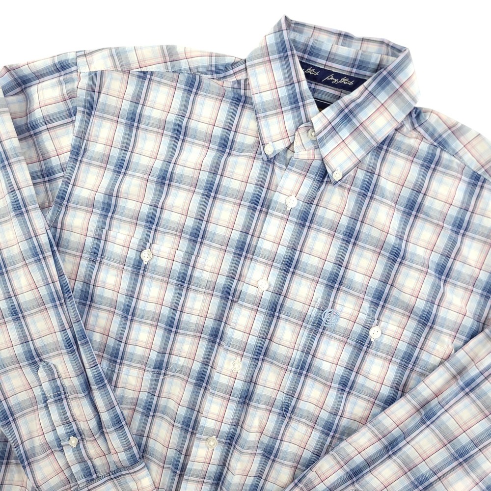 Wrangler‎ George Strait Shirt Mens S Blue Plaid Long Sleeve Button Down Western